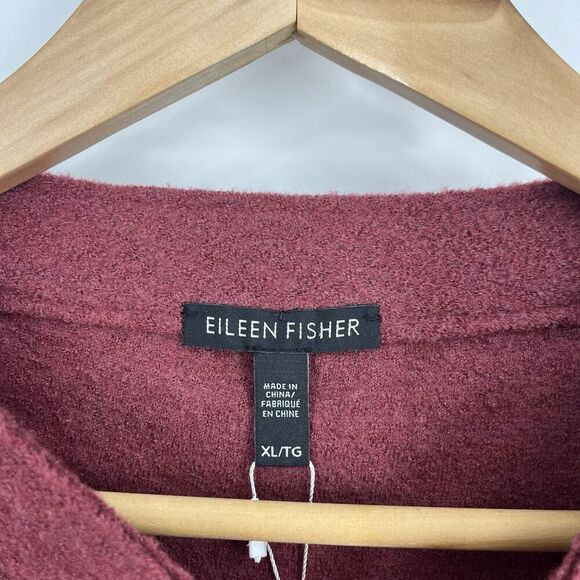 Eileen Fisher Sweater Size XL Womens Maroon Boiled Wool Mock Neck Tunic Top - Picture 4 of 12